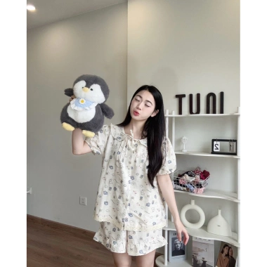 Bộ Ngủ Nữ Tiểu Thư Cổ Sen Vải Đũi Vân In Hoạ Tiết Mùa Hè – Quần & Áo Ngủ 2 món, chỉ 109.999₫ 5