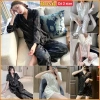 Bộ ngủ pijama nữ gấm ô vuông trắng-đen sang trọng 2 size giá rẻ 135k 2