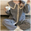 Bộ Ngủ Pyjama Dài kẻ Xốp cổ bèo viền ren siêu xinh, thoáng mát, giá ưu đãi 149k 4