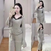 Bộ ngủ thun cotton cổ tròn ren đen mềm mại, dài tay, thoải mái, sang chảnh - Set mặc nhà, đi chơi, du lịch 415k 3