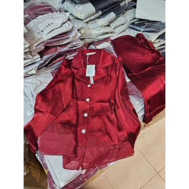 Bộ ngủ tiểu thư lụa ly ly tay dài cao cấp Quảng Châu Laze đỏ, chỉ 570.000, giao nhanh 7