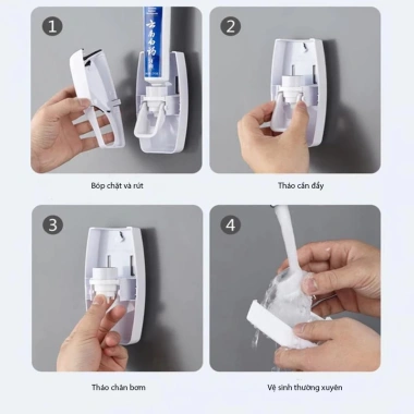 Bộ Nhả Kem Đánh Răng Thông Minh + Kệ Bàn Chải Mini Dán Tường - Tiện Lợi, Giá chỉ 55k