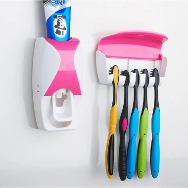 Bộ Nhả Kem Đánh Răng Thông Minh + Kệ Bàn Chải Mini Dán Tường - Tiện Lợi, Giá chỉ 55k