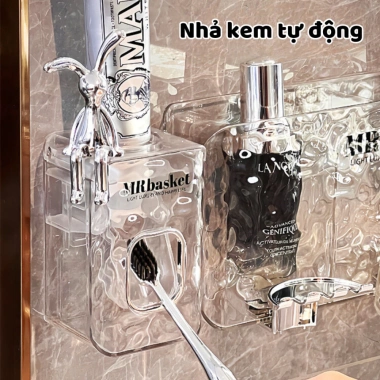 Bộ Nhả Kem Đánh Răng Trong Suốt DOMES - Kệ Treo Bàn Chải, Cốc Nhựa Dán Tường, Giá chỉ 116.000 VND