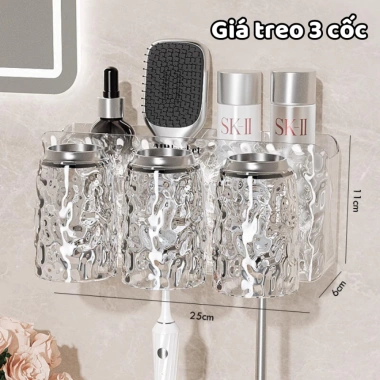 Bộ Nhả Kem Đánh Răng Trong Suốt DOMES - Kệ Treo Bàn Chải, Cốc Nhựa Dán Tường, Giá chỉ 116.000 VND