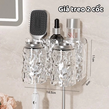 Bộ Nhả Kem Đánh Răng Trong Suốt DOMES - Kệ Treo Bàn Chải, Cốc Nhựa Dán Tường, Giá chỉ 116.000 VND