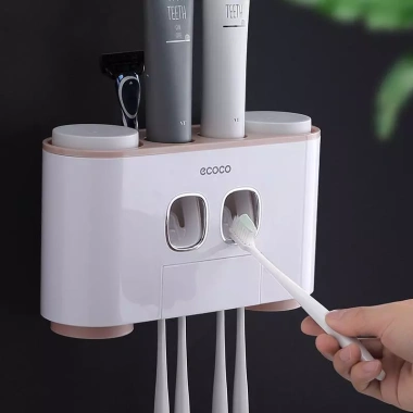 Bộ Nhả Kem Đánh Răng Tự Động Ecoco kèm 4 cốc, giá đỡ bàn chải dán tường cao cấp, tiết kiệm không gian - chỉ 290k 2 Bộ Nhả Kem Đánh Răng Tự Động Ecoco kèm 4 cốc, giá đỡ bàn chải dán tường cao cấp, tiết kiệm không gian - chỉ 290k 2