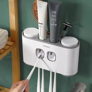 Bộ Nhả Kem Đánh Răng Tự Động Ecoco kèm 4 cốc, giá đỡ bàn chải dán tường cao cấp, tiết kiệm không gian - chỉ 290k 4 Bộ Nhả Kem Đánh Răng Tự Động Ecoco kèm 4 cốc, giá đỡ bàn chải dán tường cao cấp, tiết kiệm không gian - chỉ 290k 4