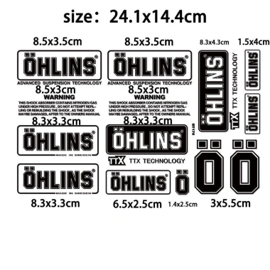 Bộ Nhãn Dán Phản Quang OHLINS Đen Giảm Xóc Sửa Đổi Đồ Dùng Xe Máy An Toàn và Thời Trang 10