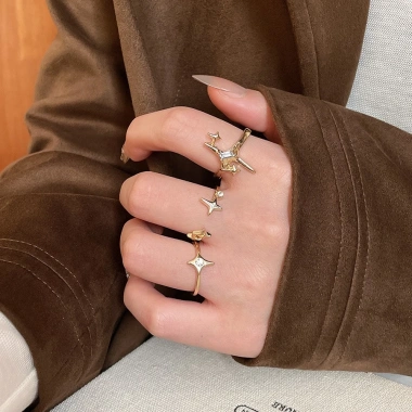 Bộ nhẫn đôi ngôi sao kim cương - Phụ kiện thời trang cao cấp nữ, 25.850 VND