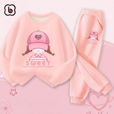 Bộ nỉ ấm áp BabyloveGO cho bé gái 1-10 tuổi, đồ bộ thu đông hai da dày dặn, giá 259k