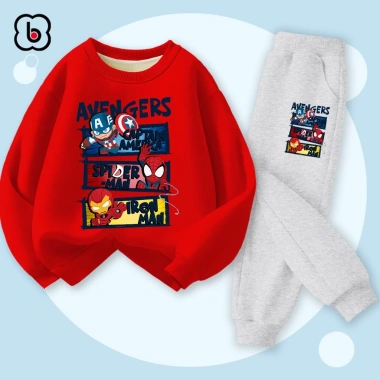 Bộ nỉ bé trai BabyloveGO 2.026 thu đông dài tay in siêu anh hùng Marvel - 259k