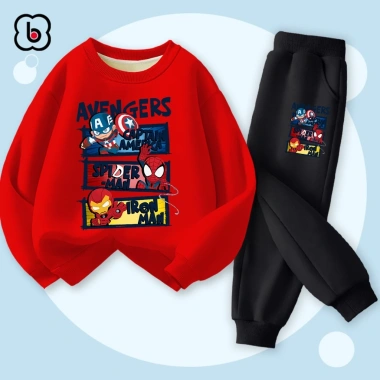 Bộ nỉ bé trai BabyloveGO 2.026 thu đông dài tay in siêu anh hùng Marvel - 259k