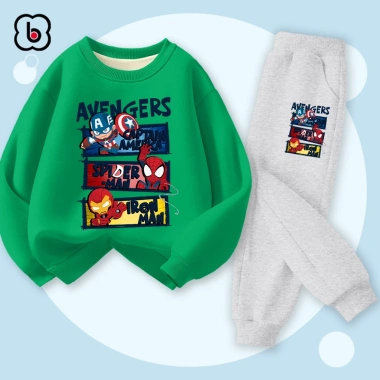 Bộ nỉ bé trai BabyloveGO 2.026 thu đông dài tay in siêu anh hùng Marvel - 259k