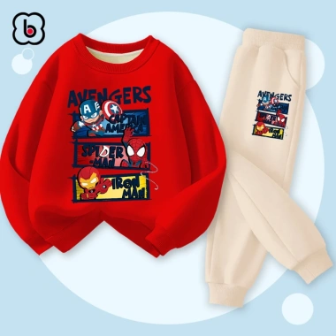 Bộ nỉ bé trai BabyloveGO 2.026 thu đông dài tay in siêu anh hùng Marvel - 259k