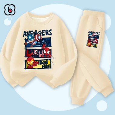 Bộ nỉ bé trai BabyloveGO 2.026 thu đông dài tay in siêu anh hùng Marvel - 259k