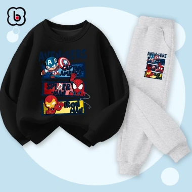 Bộ nỉ bé trai BabyloveGO 2.026 thu đông dài tay in siêu anh hùng Marvel - 259k