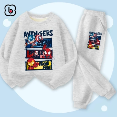Bộ nỉ bé trai BabyloveGO 2.026 thu đông dài tay in siêu anh hùng Marvel - 259k