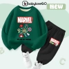 Bộ nỉ bé trai BabyloveGO thu đông dài tay, in siêu anh hùng Marvel, phù hợp 1-10 tuổi, giảm giá 259.000 VND 2