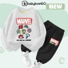 Bộ nỉ bé trai BabyloveGO thu đông dài tay, in siêu anh hùng Marvel, phù hợp 1-10 tuổi, giảm giá 259.000 VND 5