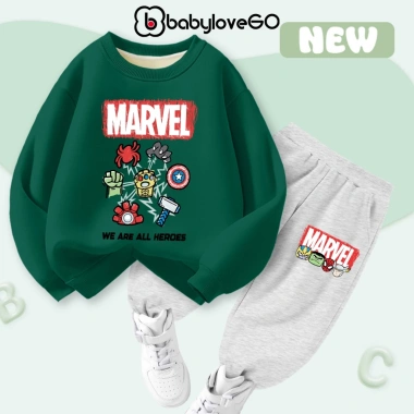 Bộ nỉ bé trai BabyloveGO thu đông dài tay, in siêu anh hùng Marvel, phù hợp 1-10 tuổi, giảm giá 259.000 VND 6