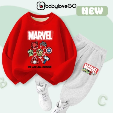 Bộ nỉ bé trai BabyloveGO thu đông dài tay, in siêu anh hùng Marvel, phù hợp 1-10 tuổi, giảm giá 259.000 VND 8