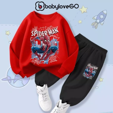 Bộ nỉ bé trai BabyloveGO thu đông dài tay Marvel siêu anh hùng - Giá chỉ 259.000₫