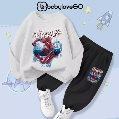 Bộ nỉ bé trai BabyloveGO thu đông dài tay Marvel siêu anh hùng - Giá chỉ 259.000₫