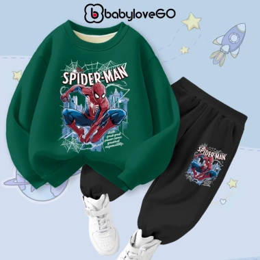 Bộ nỉ bé trai BabyloveGO thu đông dài tay Marvel siêu anh hùng - Giá chỉ 259.000₫