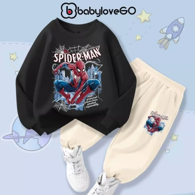 Bộ nỉ bé trai BabyloveGO thu đông dài tay Marvel siêu anh hùng - Giá chỉ 259.000₫
