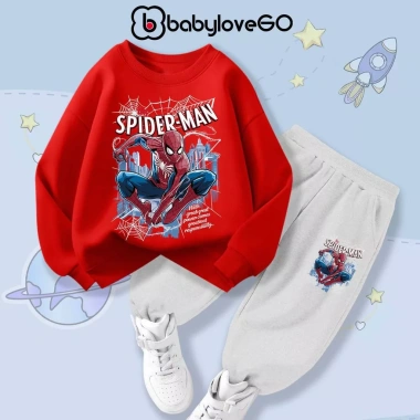 Bộ nỉ bé trai BabyloveGO thu đông dài tay Marvel siêu anh hùng - Giá chỉ 259.000₫