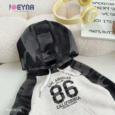 Bộ Nỉ Bông Hoodie Bé Trai Rằn Ri In Số 86 – Sành Điệu, Chất Cao Cấp, Mềm Mại 4