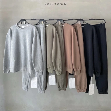 Bộ Nỉ Cổ Tròn Basic Thu Đông Unisex – Siêu Dày Dặn, Mềm Mịn, Thấm Hút Mồ Hôi, Thoải Mái
