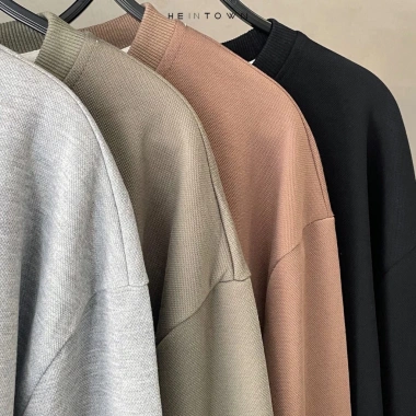 Bộ Nỉ Cổ Tròn Basic Thu Đông Unisex – Siêu Dày Dặn, Mềm Mịn, Thấm Hút Mồ Hôi, Thoải Mái