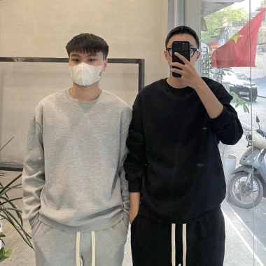 Bộ Nỉ Cổ Tròn Basic Thu Đông Unisex – Siêu Dày Dặn, Mềm Mịn, Thấm Hút Mồ Hôi, Thoải Mái