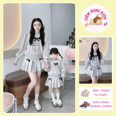 Bộ Nỉ Đôi Siêu Xinh Cho Mẹ và Bé Gái - Giá Ưu Đãi 151.900đ, Thời Trang Nhỏ Xinh