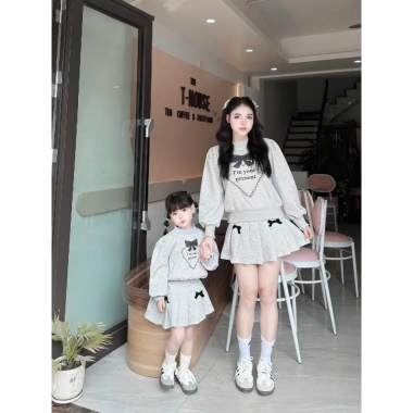 Bộ Nỉ Đôi Siêu Xinh Cho Mẹ và Bé Gái - Giá Ưu Đãi 151.900đ, Thời Trang Nhỏ Xinh