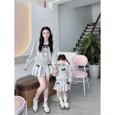 Bộ Nỉ Đôi Siêu Xinh Cho Mẹ và Bé Gái - Giá Ưu Đãi 151.900đ, Thời Trang Nhỏ Xinh