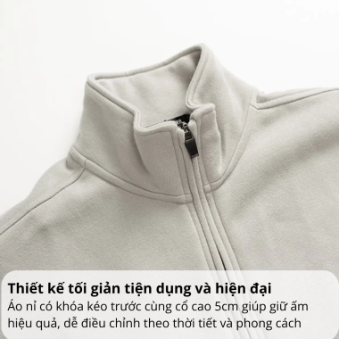 Bộ nỉ nam khóa kéo Phan Nguyễn cao cấp, mềm mịn, giữ ấm tốt, fit, 799.000 VND