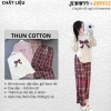 Bộ nỉ nữ thu đông HCOM3.510: áo sweater in nơ + quần kẻ caro viền bèo, chỉ 269k 3