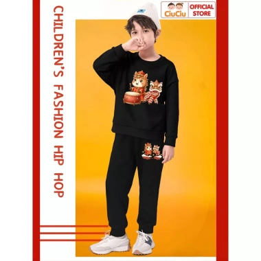 Bộ Nỉ Sweater Tết Bính Ngọ 2.026 Múa Lân Bé Trai & Bé Gái - CIUCIU KID Vải Da Cá Ấm 9