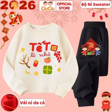 Bộ Nỉ Tết 2.026 CIUCIU KID Quần Áo Da Cá Cho Bé Trai và Gái - Giá Ưu Đãi 296.000₫