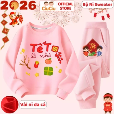 Bộ Nỉ Tết 2.026 CIUCIU KID Quần Áo Da Cá Cho Bé Trai và Gái - Giá Ưu Đãi 296.000₫