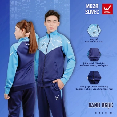 Bộ Nỉ Thể Thao Nam Nữ Wika Moza Suvec Chính Hãng - Dài Tay Thu Đông Cao Cấp, Giữ Ấm, Giá chỉ 580.000 VND