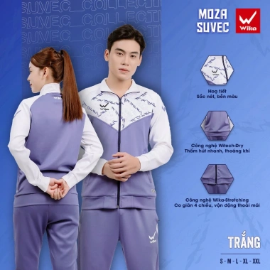Bộ Nỉ Thể Thao Nam Nữ Wika Moza Suvec Chính Hãng - Dài Tay Thu Đông Cao Cấp, Giữ Ấm, Giá chỉ 580.000 VND