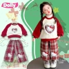 Bộ nỉ thu đông bé gái đỏ mèo Kitty, quần caro ấm áp - Dolly Kids DL40, 159k