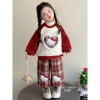 Bộ nỉ thu đông bé gái đỏ mèo Kitty, quần caro ấm áp - Dolly Kids DL40, 159k 6