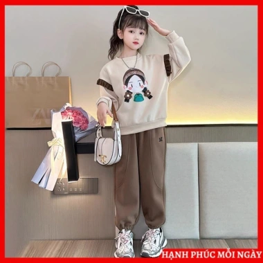 Bộ nỉ thu đông bé gái size 18-52kg mẫu Búp bê, nỉ dày dặn, set dài tay, chỉ 95k Bộ nỉ thu đông bé gái size 18-52kg mẫu Búp bê, nỉ dày dặn, set dài tay, chỉ 95k