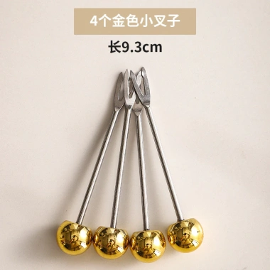 Bộ nĩa trái cây thép không gỉ gia đình kèm lọ đựng bánh tráng, an toàn cho trẻ 9