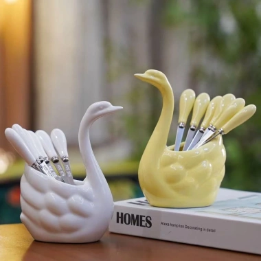 Bộ nĩa trái cây thiên nga 304 - Bể chứa thép không gỉ, nhẹ sang, chỉ 248.408đ 3
